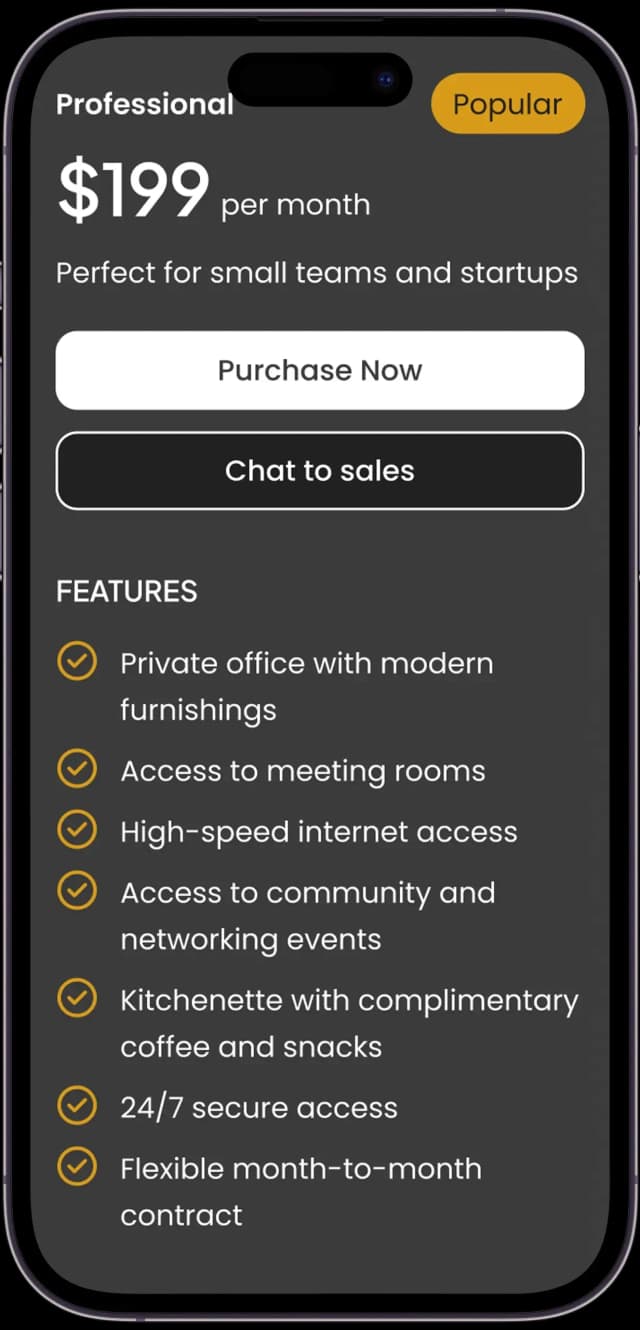 Space Rental App Center Screen