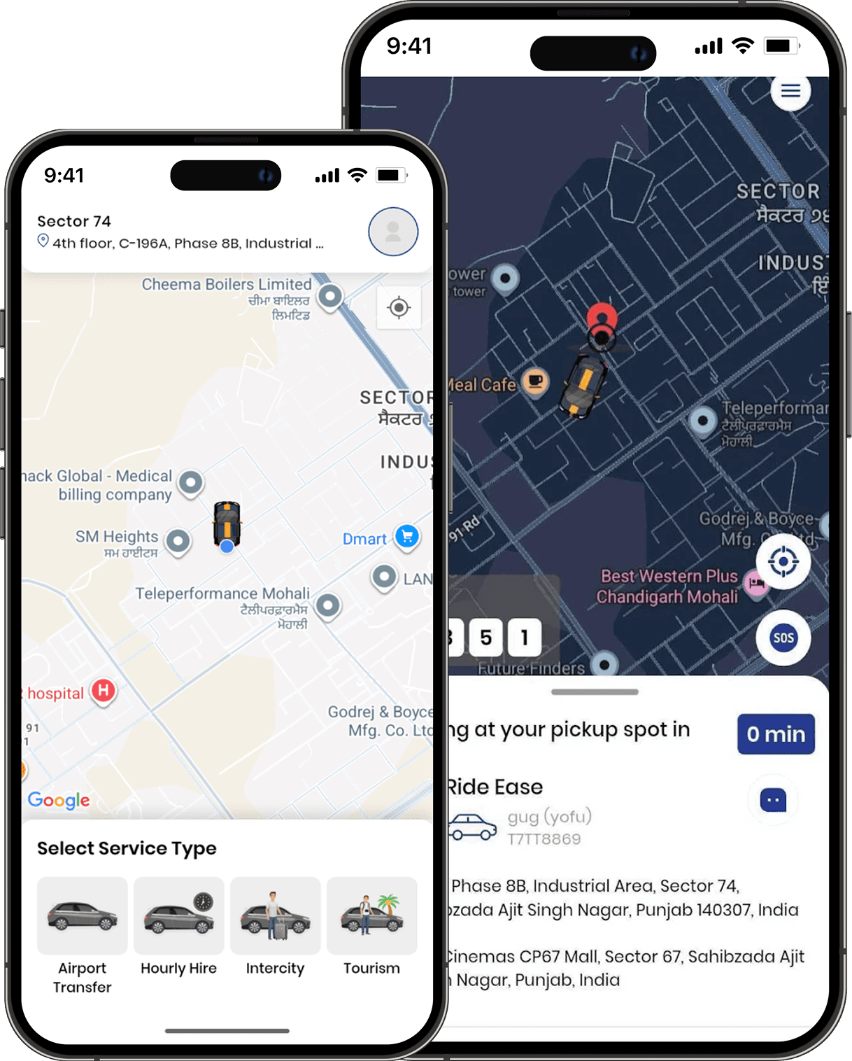 Njoydrive app showcase banner for a ride-hailing platform.