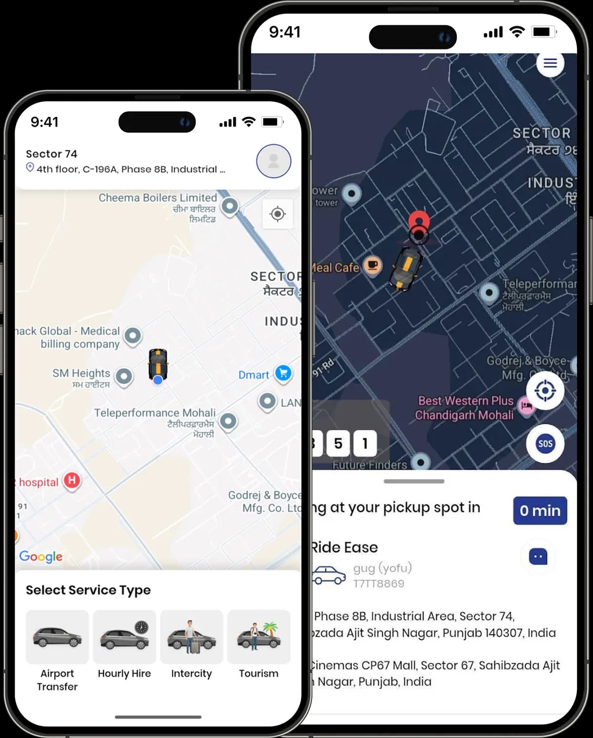 Njoydrive app showcase banner for a ride-hailing platform.