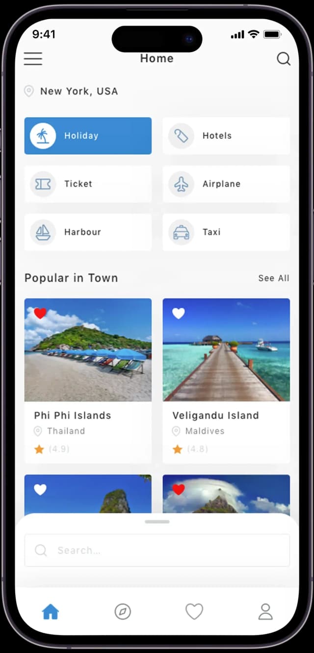 Boat Rental App Left Screen