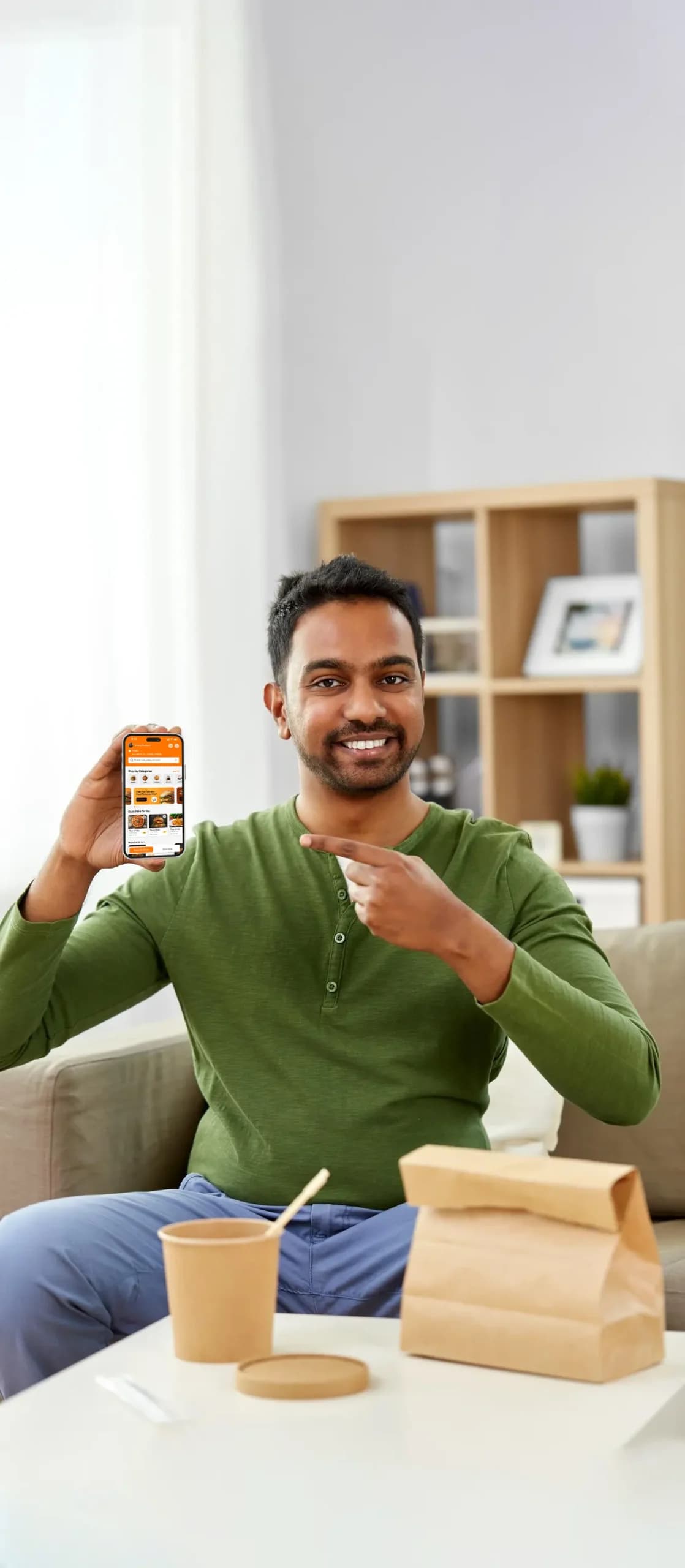 ReadyEat food delivery app showcase banner with restaurant menu browsing and order management.