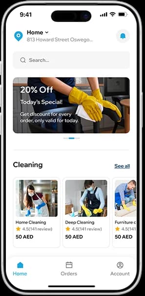 ReadyService App banner highlights a service booking platform with provider tools, simple scheduling, and admin panel controls.