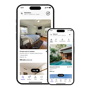 Ready Bnb App banner featuring a vacation rental platform with property booking, secure payments, host management, and admin controls.