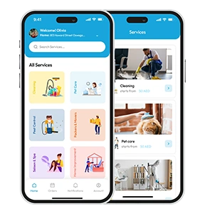 Ready Service App banner promoting a service booking platform with online scheduling, secure payments, provider management, and admin tools.
