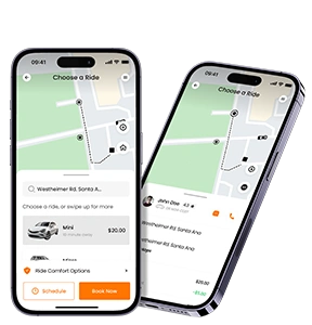 Ready Taxi App banner featuring a ride-hailing platform with driver management, booking tools, secure payments, and GPS tracking.