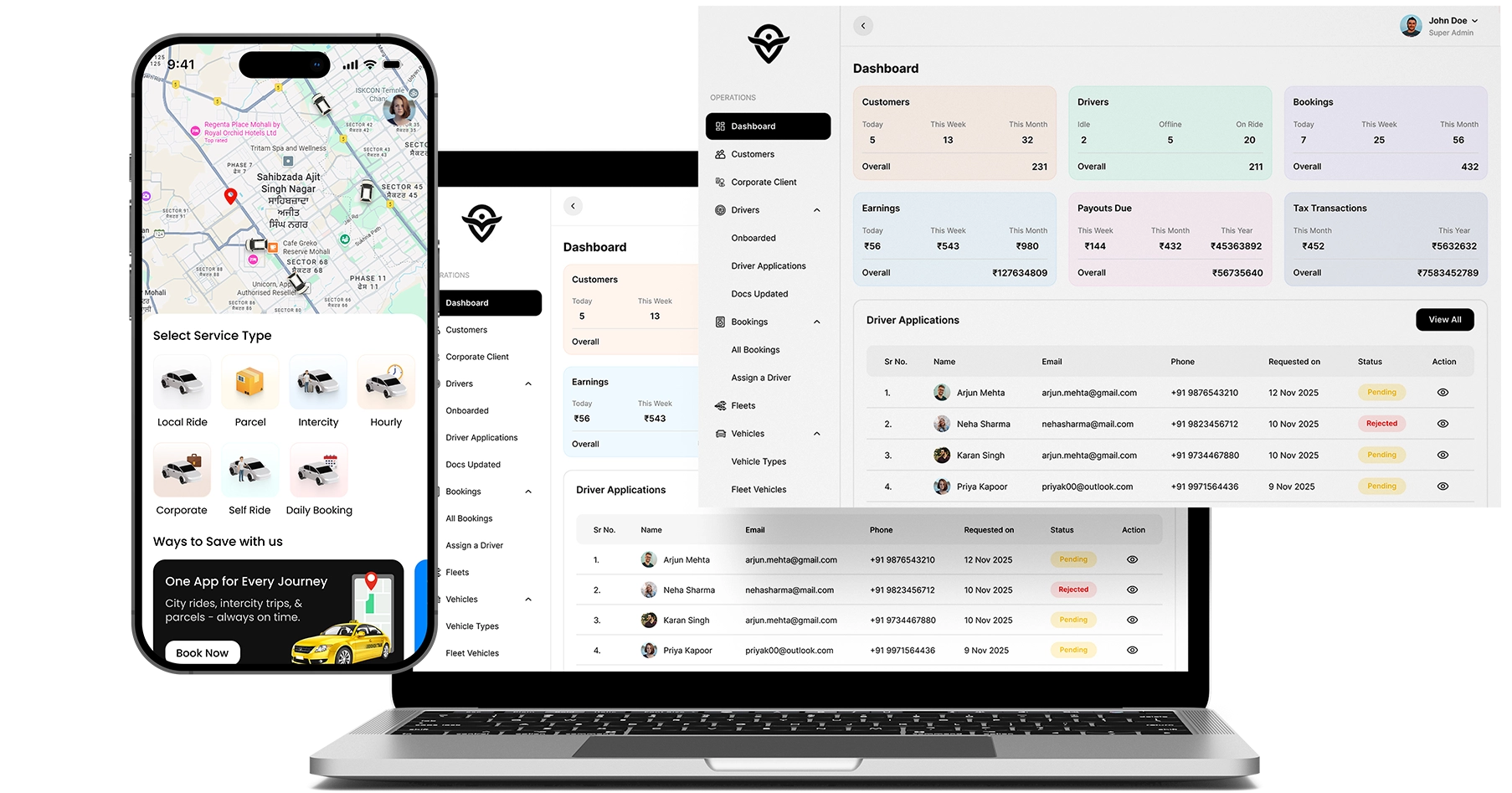 Custom Built On Demand Taxi Booking App